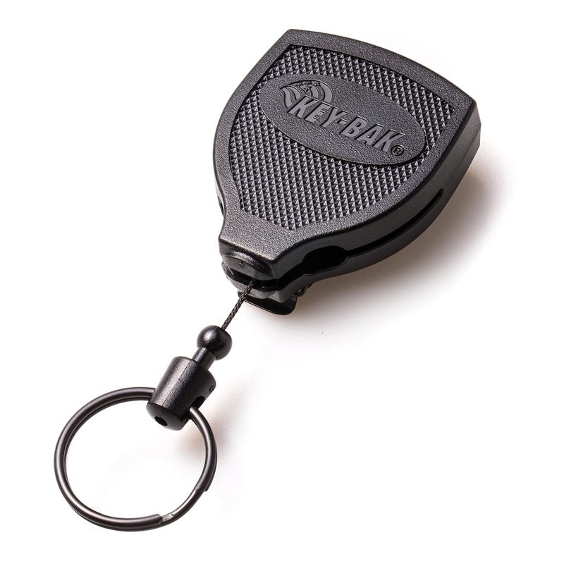 KEY-BAK SUPER48 PLUS HD 8oz. Ambidextrous Retractable Keychain with a 48" Retractable Cord and Locking Steel Belt Clip, Black (0S48-8474) - Image 1